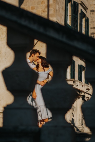 Portrait in front of st. Blaise church in Dubrovnik, morning light