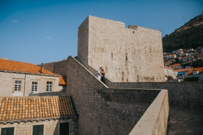 Dubrovnik City Walls in the morning, photo shoot with a couple