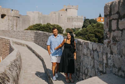 Dubrovnik City Walls in the morning, photo shoot with a couple