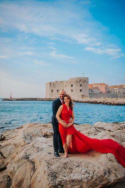 Long flying dress photo shoot in Dubrovnik