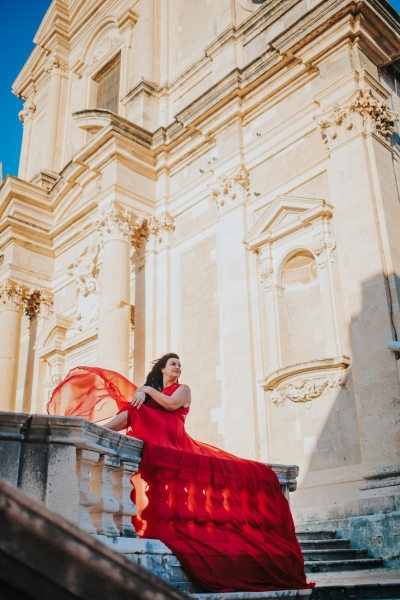 Long flying dress shoot in Dubrovnik