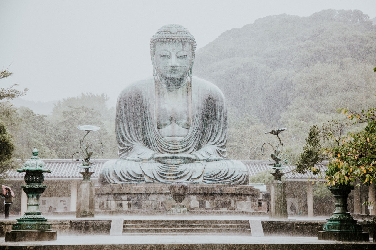 rain Budha statue in Kotoku-in temple, Kamakura